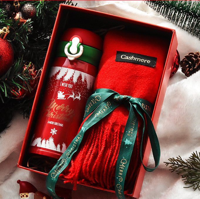 Flag Village Christmas Female Thermos Cup Gift Box Set Birthday