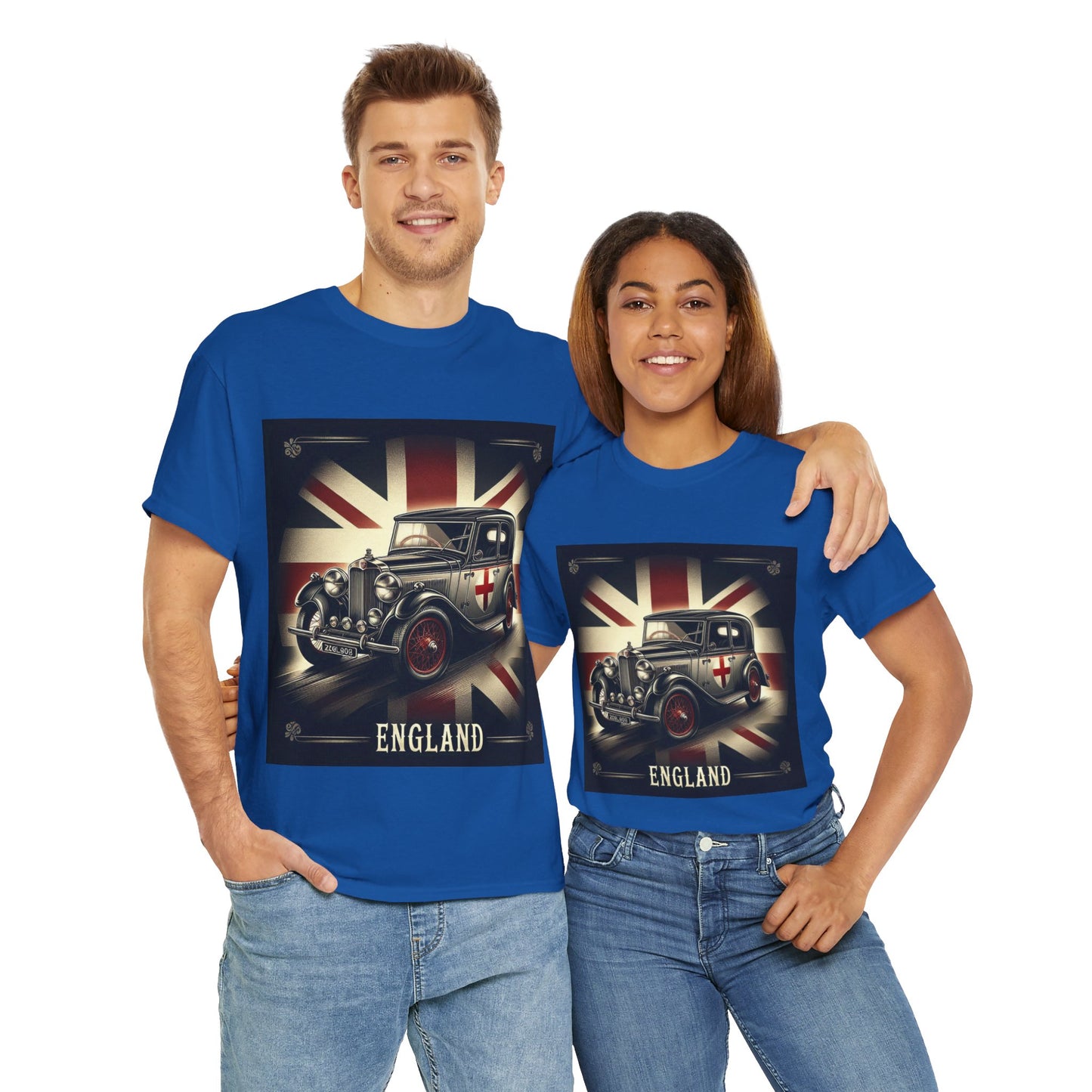 Flag Village UK Vintage Car Flag T-SHIRT Heavy Cotton Tee UK0004