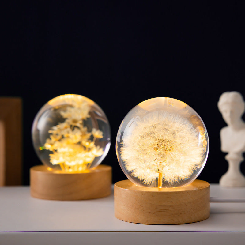Flag Village Crystal Ball Eternal Flower Gift Wooden Music Box