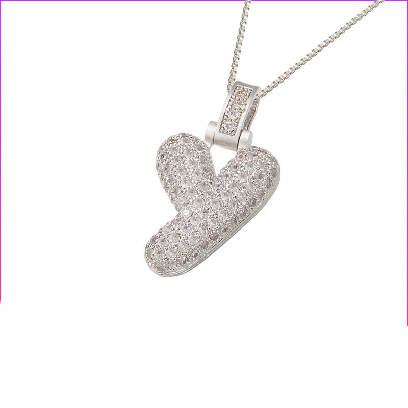 Flag Village Clavicle Chain Copper Micro Inlaid Zircon 26 Letter Pendant Necklace For Women's Birthday Jewelry Gifts