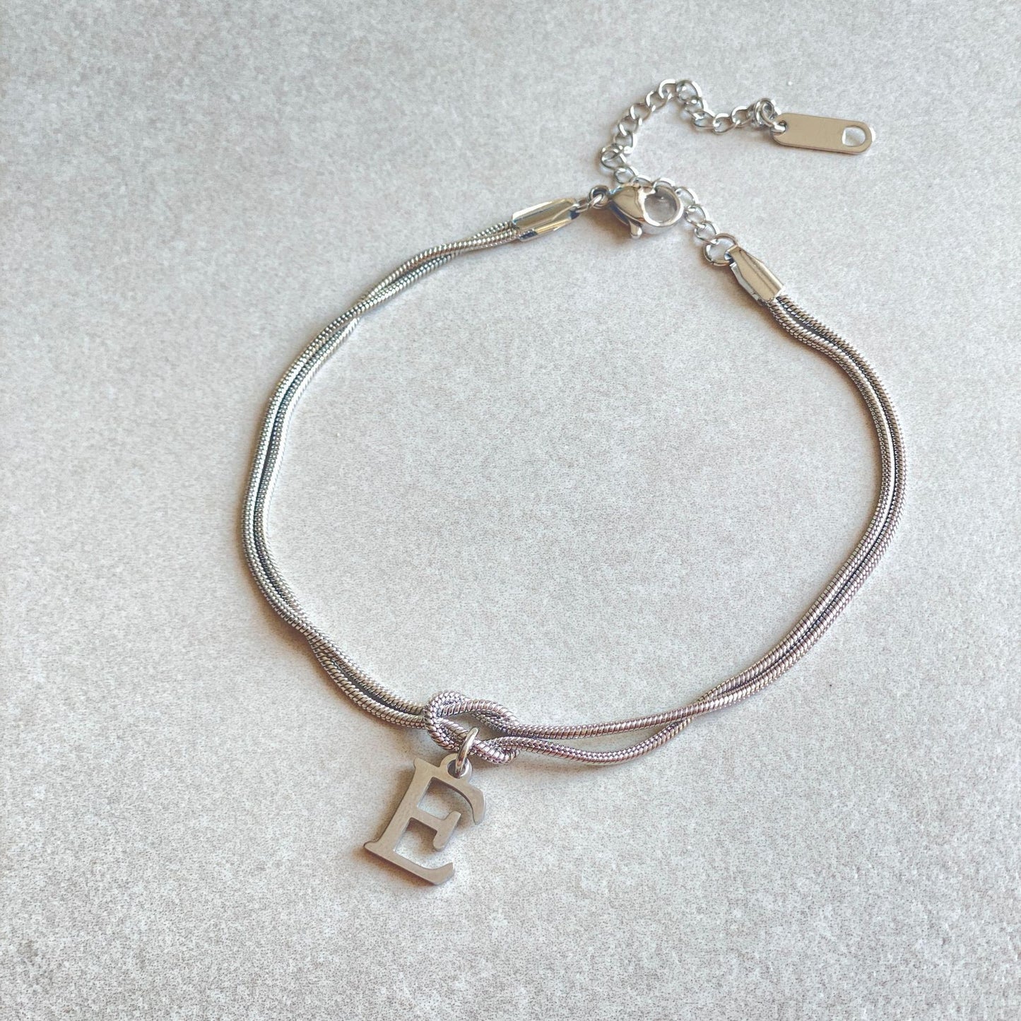 Flag Village New Letter A-Z Love Knot Bracelets For Women Couple Gold Color Dainty Snake Chain Charm Bracelet Stainless Steel Jewelry Gift Valentine's Day Gifts