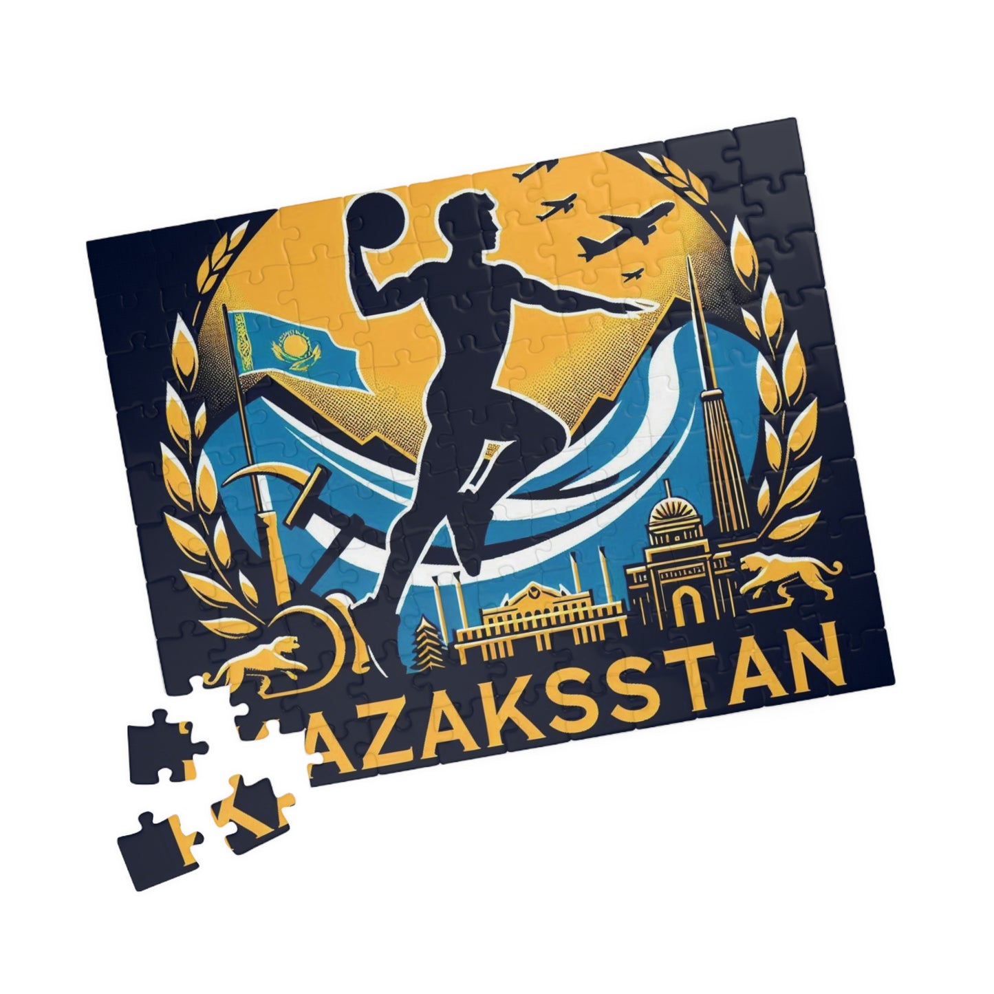Flag Village Kazakhstan Sporting Flag Puzzle (110, 252, 520, 1014-piece) KAZ0006
