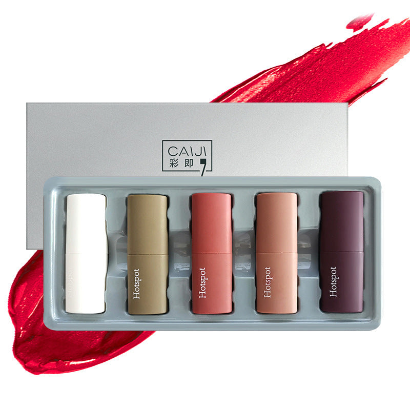 Flag Village Gift Box Lipstick Set Cosmetic Mousse Velvet Matte Waterproof Non-stick Cup