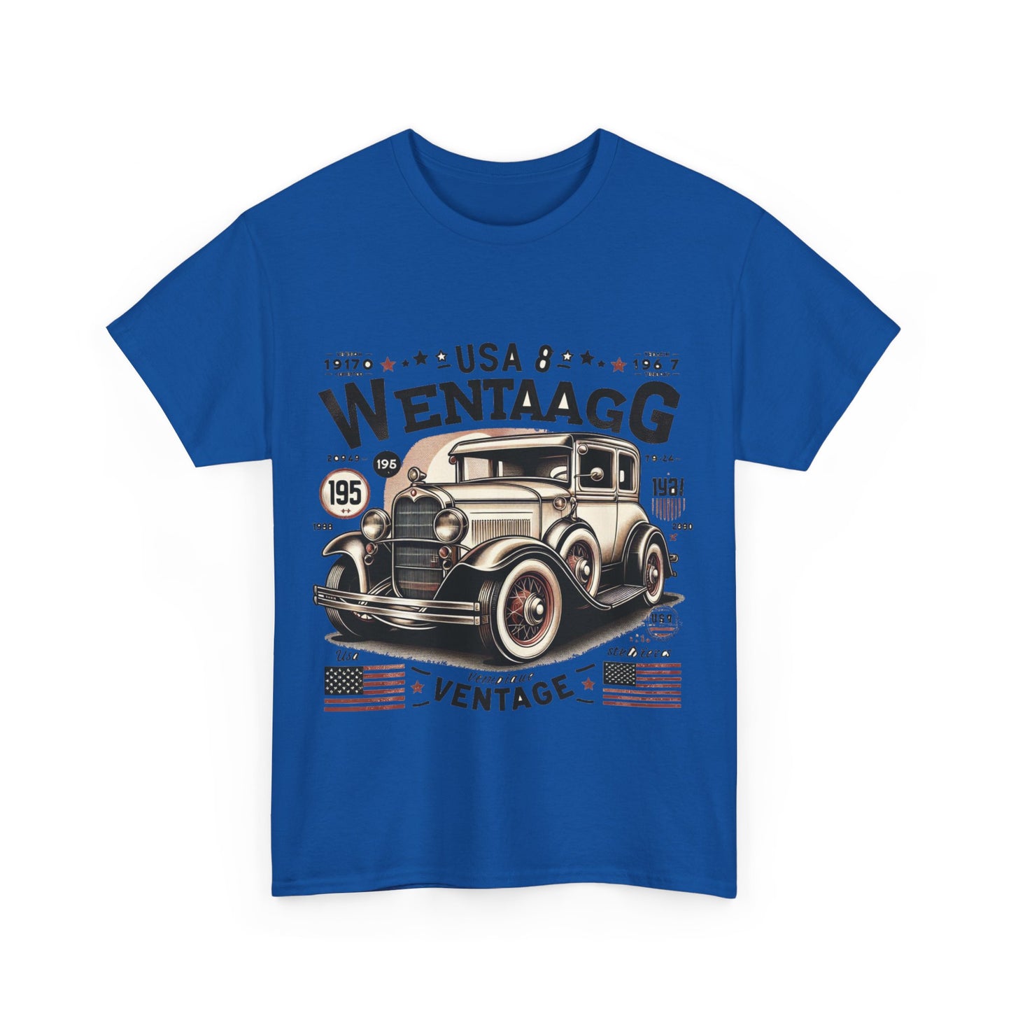 Flag Village USA Vintage Car Flag T-SHIRT Heavy Cotton Tee USA0017