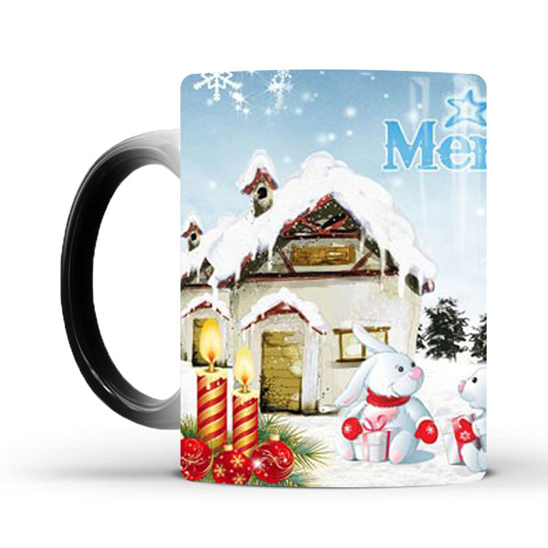 Flag Village Merry Christmas Magic Mug Temperature Color Changing Mugs Heat Sensitive Cup Coffee Tea Milk Mug Novelty Gifts for Kids