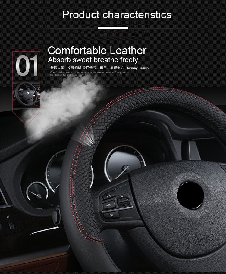 Flag Village Auto Tools Universal Leather Car Steering Wheel Cover