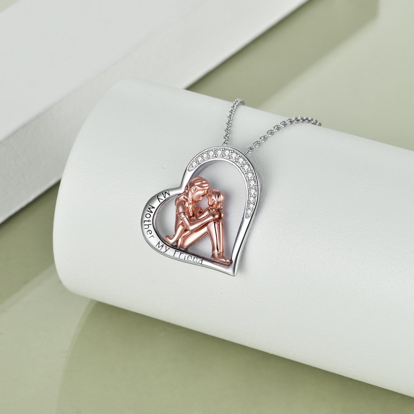Flag Village Mother Daughter Necklace 925 Sterling Silver Engraved My Mother My Friend Jewelry Mothers Day Birthday Gifts for Mom from Daughter