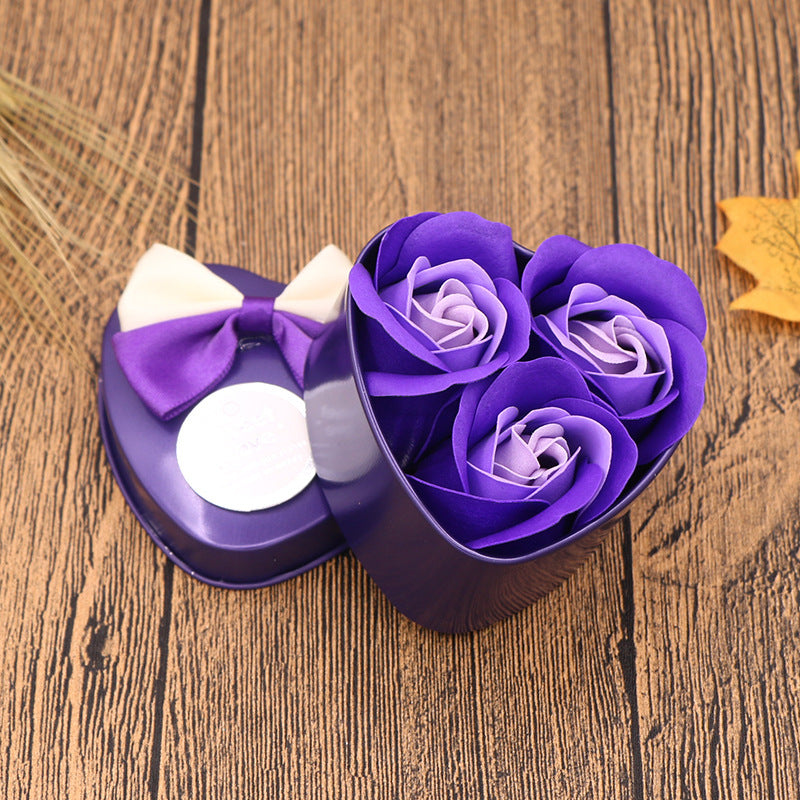 Flag Village Soap Flower Gift Box Valentine's Day Gift Mother's Day Creative Gifts Bear Flower Rose Heart Shaped Tin Box