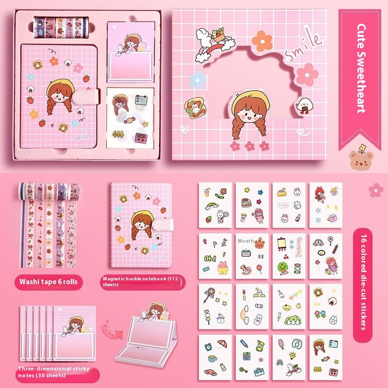 Flag Village Journal Book Set Gift Box Girl Heart Cute Gift Bag