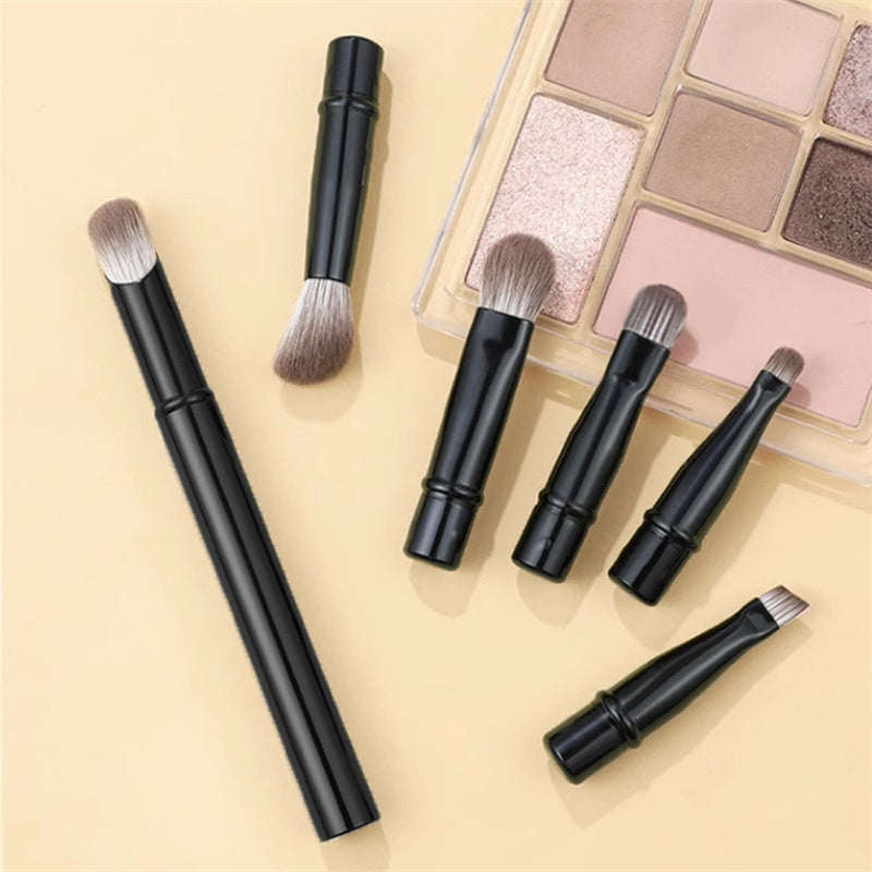 Flag Village 6Pcs Mini Travel Makeup Brushes Set With Box Portable Cosmetic Powder Foundation Blush Blending Concealer Make Up Brushes Set