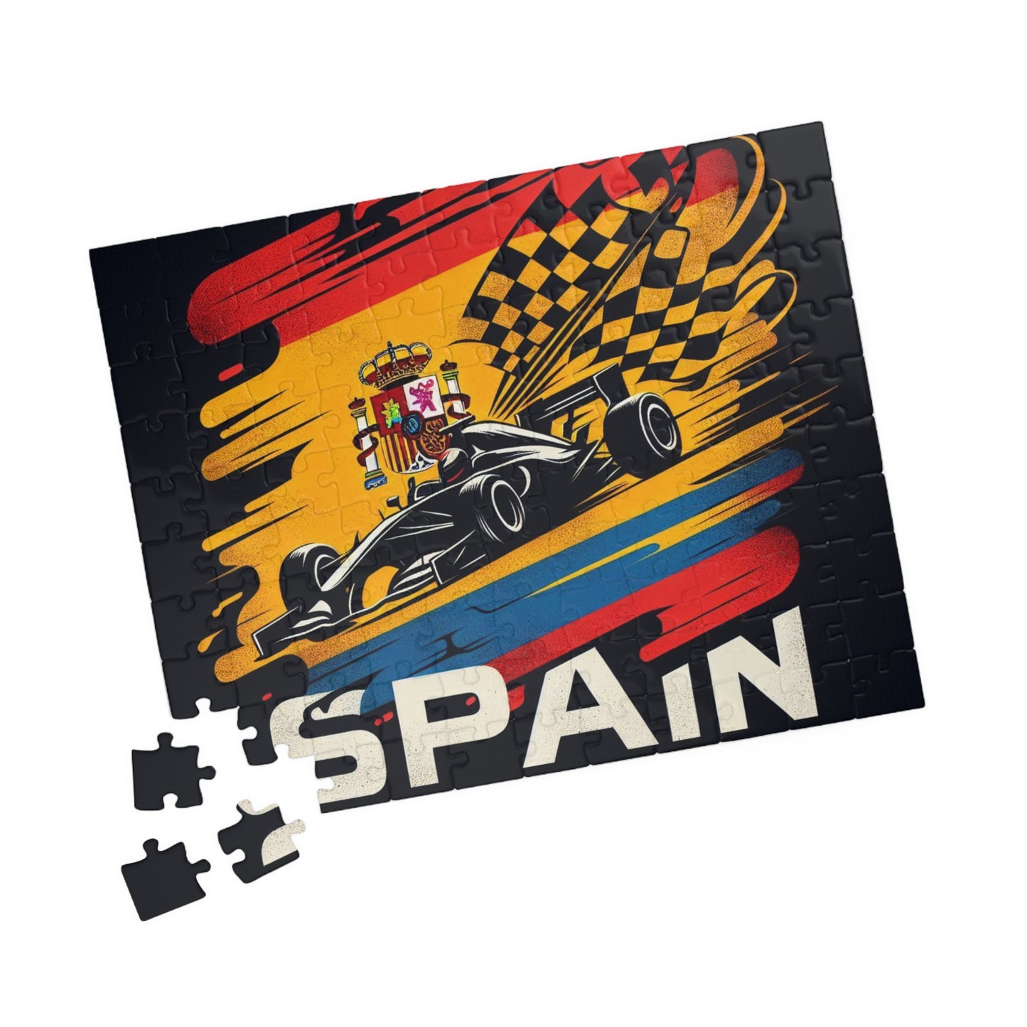 Flag Village Spain Racing Car Sporting Flag Puzzle (110, 252, 520, 1014-piece) ESP0012