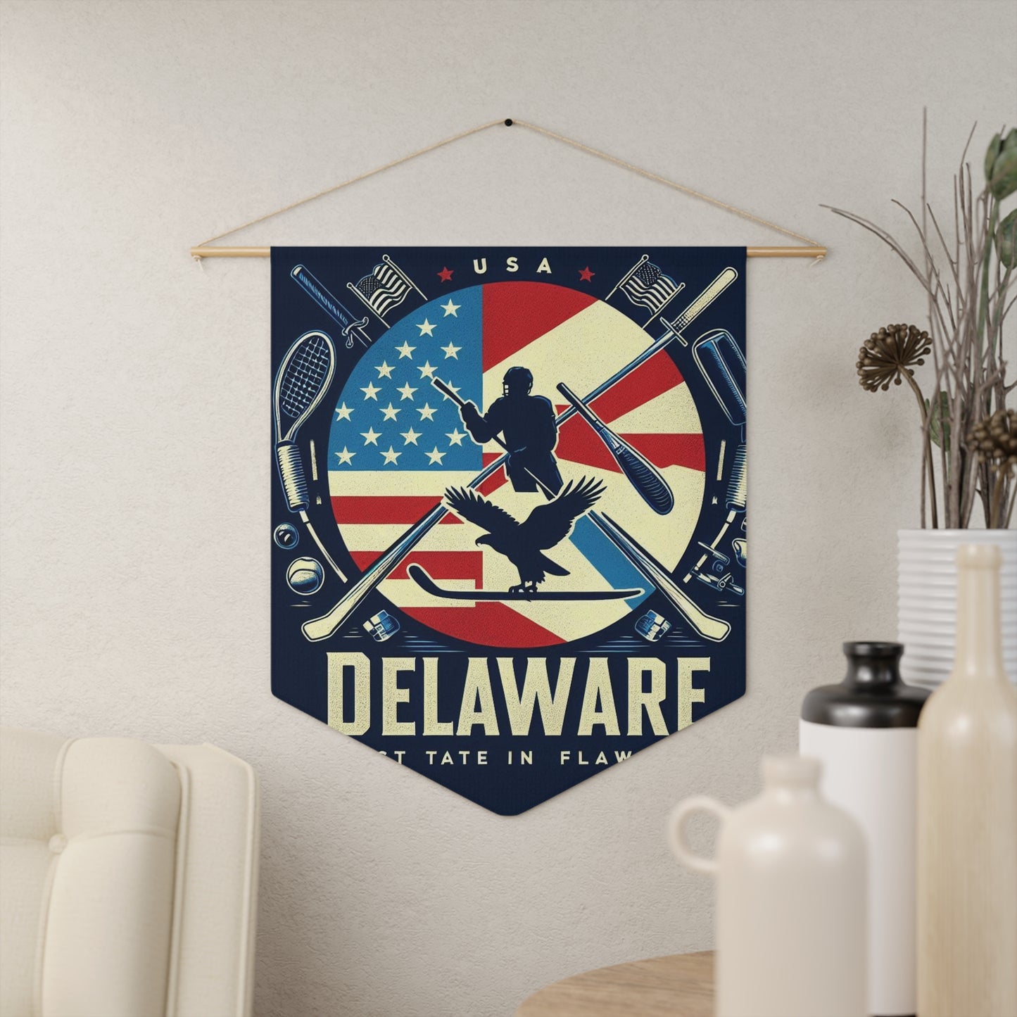 Flag Village Delaware State Flag Pennant Sporting Home Wall decoration DE0002
