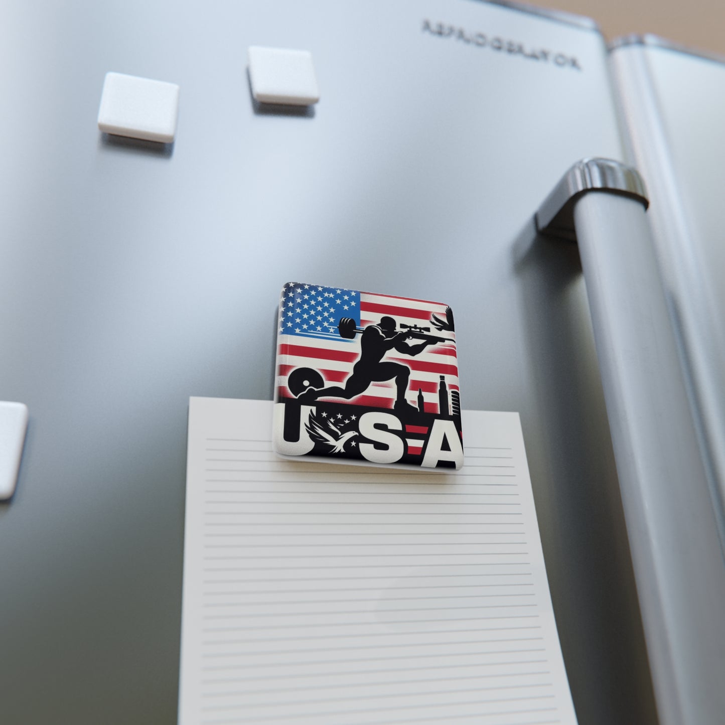 Flag Village United Stetes Flag Sporting Porcelain Magnet, Square USA0005