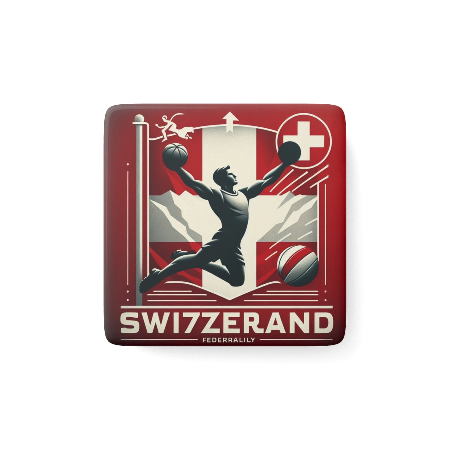 Flag Village Switzerland Flag Sporting Porcelain Magnet, Square CHE0005