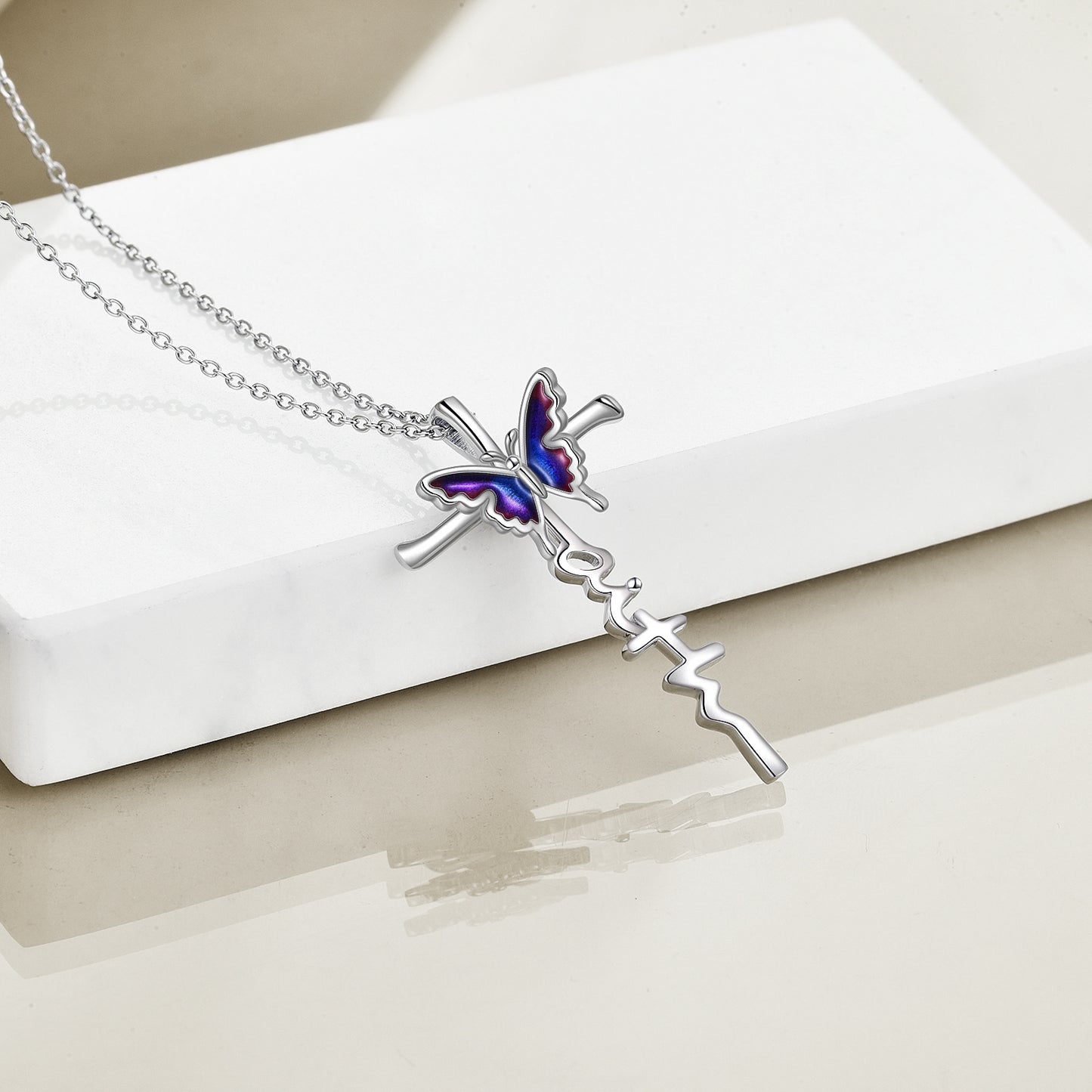 Flag Village Sterling Silver Butterfly Cross Necklace Jewlery Gifts for Women
