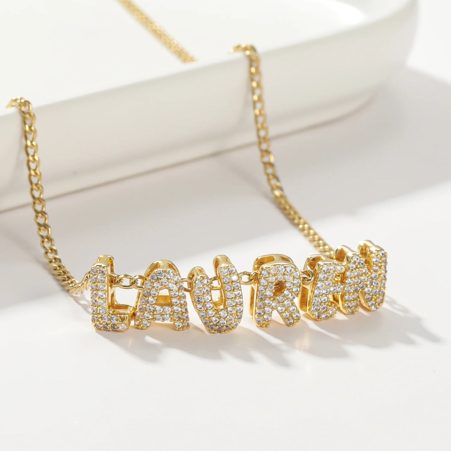 Flag Village Personalised Crystal Bubble Name Pendant Bubble Name Necklace Bubble Name Necklace 3D Letter Christmas Gifts For Women