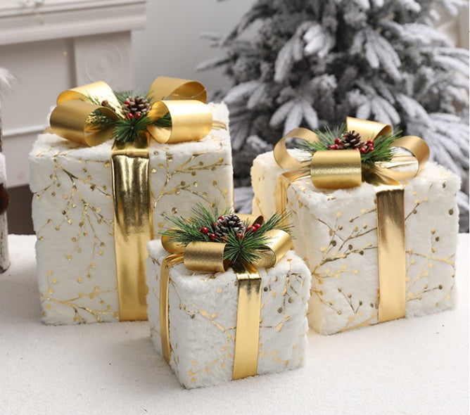 Flag Village Christmas Gift Box Fabric Gift Bag Three-piece Pile Head Gift Box