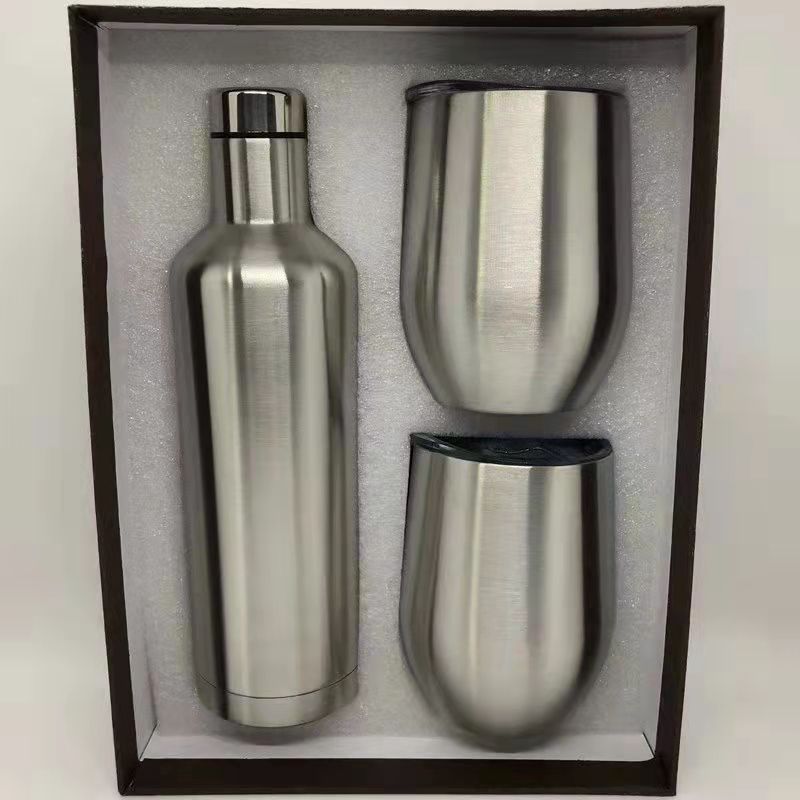 Flag Village 304 Stainless Steel 500ml Red Wine Bottle Gift Box Set Cup