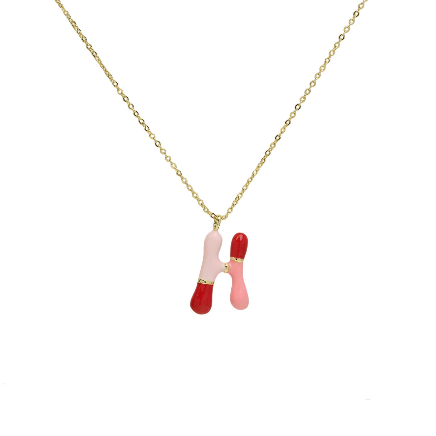 Flag Village Brass Epoxy Capsule 26 Letter Necklace For Women Initial Alphabet Pendant Necklace Fashion Link Chain Jewelry Gifts
