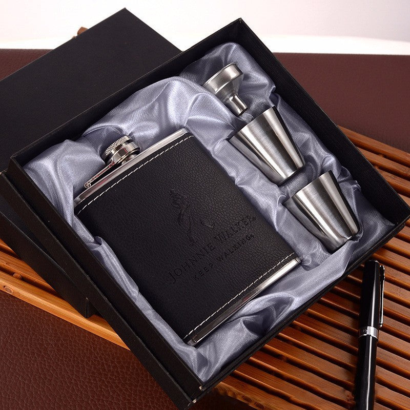 Flag Village 7oz Stainless Steel Bottle Set Portable Gift Box
