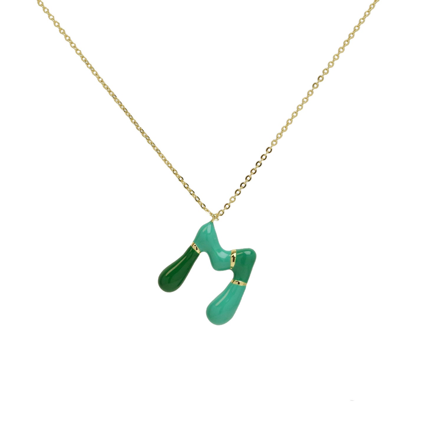 Flag Village Brass Epoxy Capsule 26 Letter Necklace For Women Initial Alphabet Pendant Necklace Fashion Link Chain Jewelry Gifts