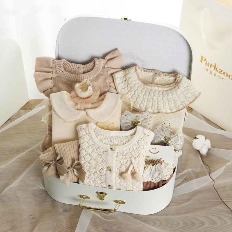 Flag Village Newborn Gift Box Spring And Summer Suit Girl Baby Full Moon Gift