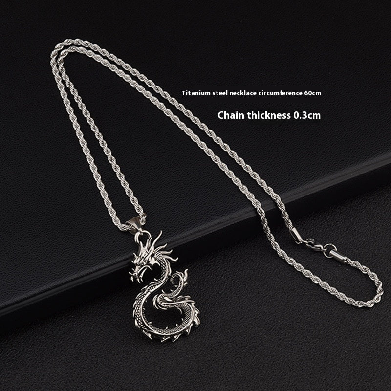 Flag Village Fashion Jewelry Dragon Sword Pendant Necklace Paved Black Color Jewelry For Men Boy Christmas Gifts