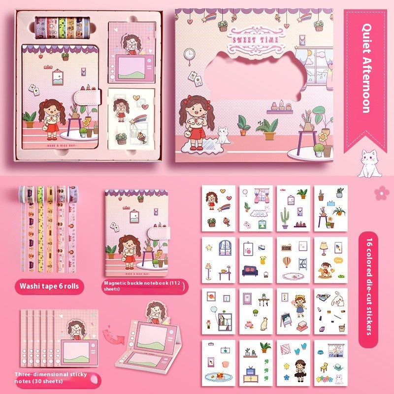 Flag Village Journal Book Set Gift Box Girl Heart Cute Gift Bag