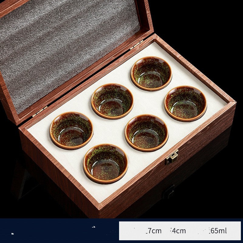 Flag Village High-grade Ceramic Small Tea Bowl Tasting Cups Tealight Gift Box Set