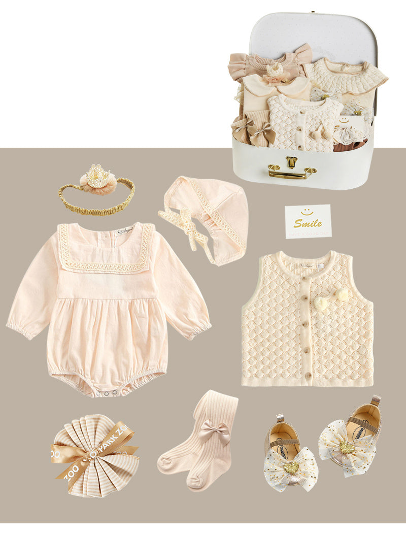 Flag Village Newborn Gift Box Spring And Summer Suit Girl Baby Full Moon Gift