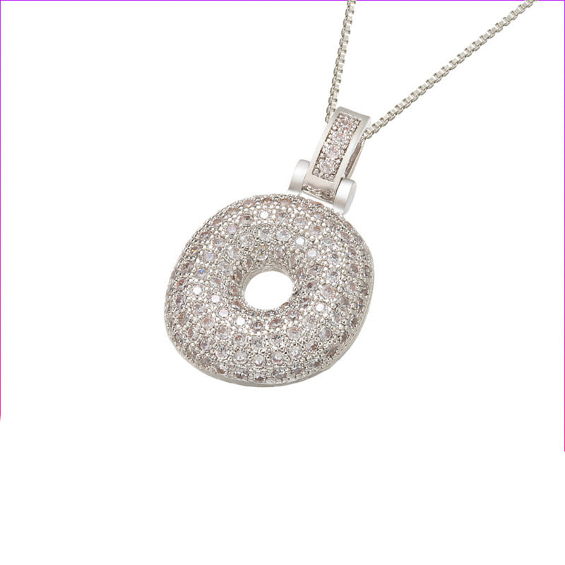 Flag Village Clavicle Chain Copper Micro Inlaid Zircon 26 Letter Pendant Necklace For Women's Birthday Jewelry Gifts