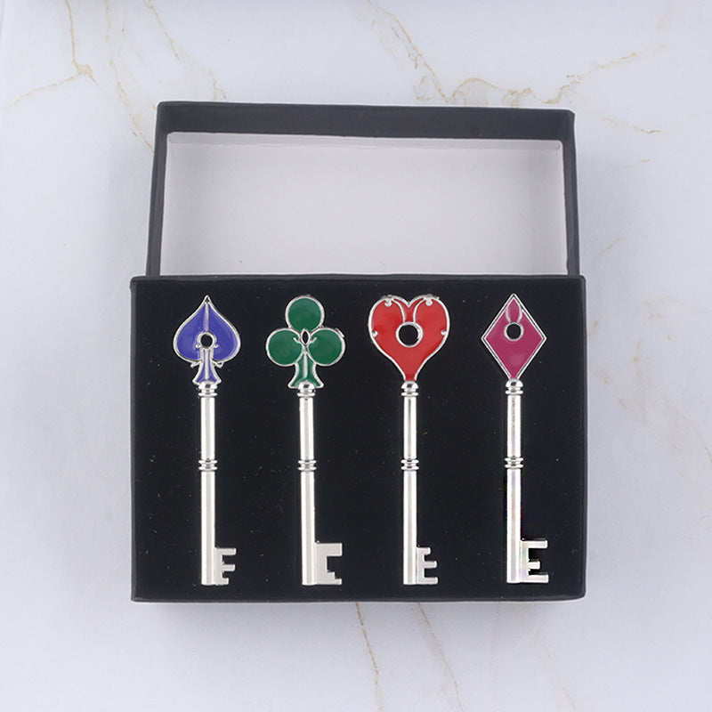 Flag Village Playing Card Key Shape Keychain Gift Box Set