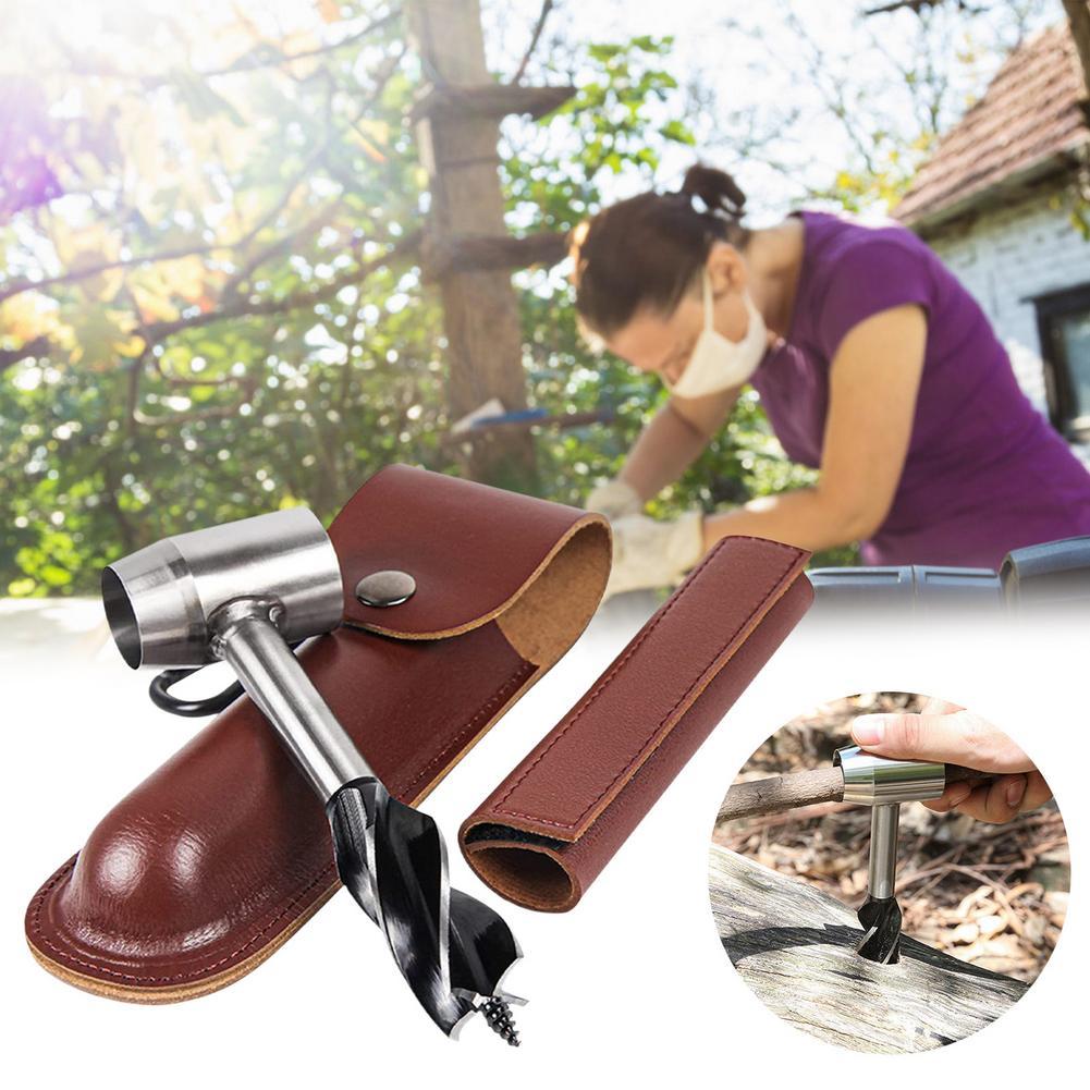 Flag Village Manual Auger Drill Hand Auger Drill Bit Outdoor Survival Punch Tool For Camping Bushcraft Outdoor