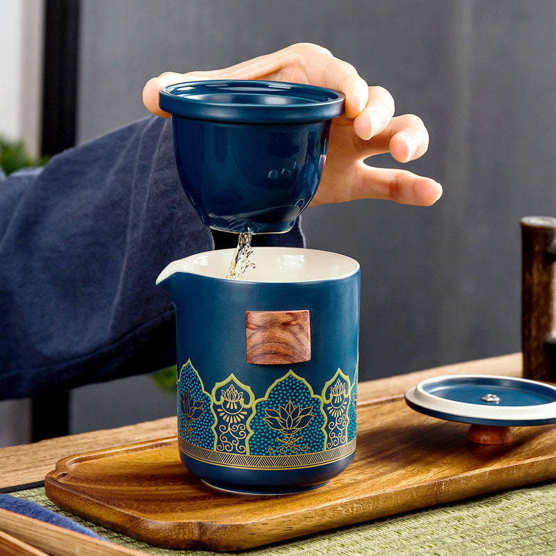 Flag Village Ceramic Portable Travel Tea Set Gift Box