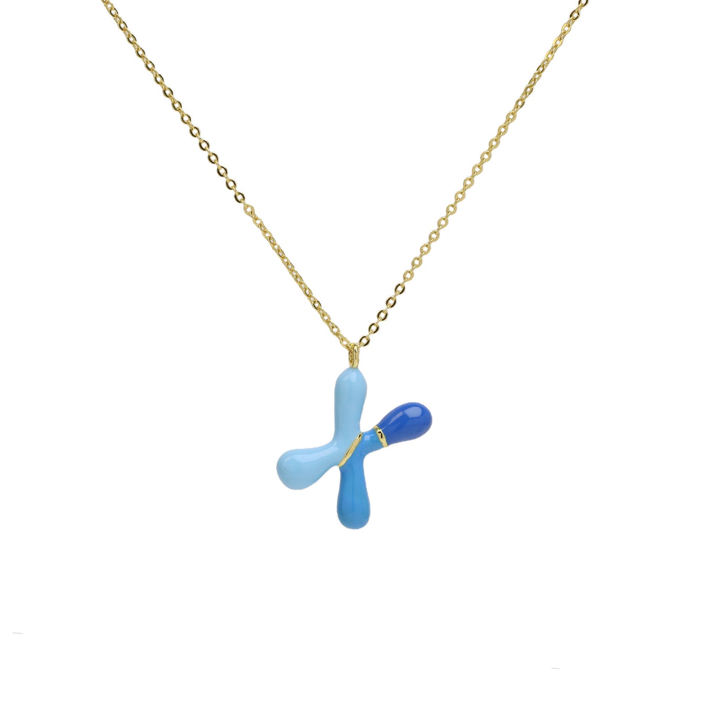 Flag Village Brass Epoxy Capsule 26 Letter Necklace For Women Initial Alphabet Pendant Necklace Fashion Link Chain Jewelry Gifts
