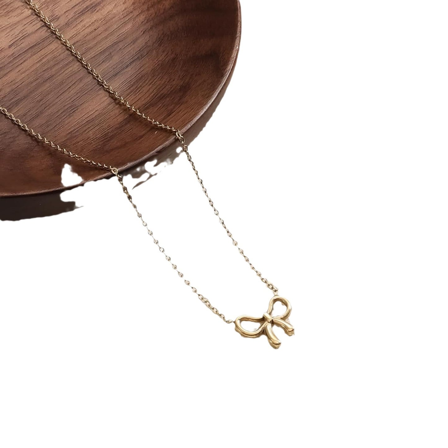 Flag Village Simple Pearl Double Layer Choker Fashion Gold Color Necklaces Chain Small Bow Pendant Necklace Jewelry Gifts For Women Fashion Jewelry Valentine's Day Gifts
