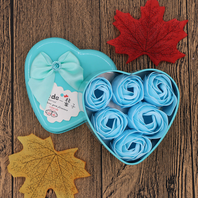 Flag Village Soap Flower Gift Box Valentine's Day Gift Mother's Day Creative Gifts Bear Flower Rose Heart Shaped Tin Box