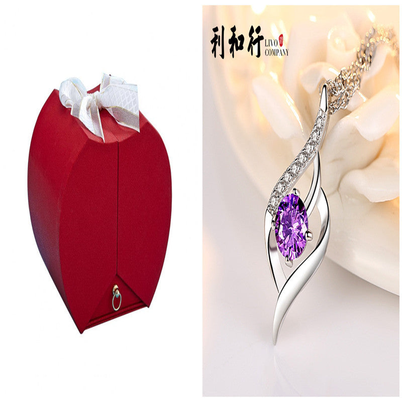 Flag Village Creative Eternal Flower Necklace Ring Double Gift Box