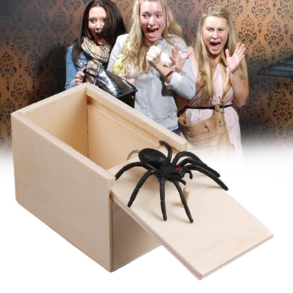 Flag Village Prank Spider Wooden Scare Box Trick Play Joke Lifelike Surprise April Fools' Day Funny Novelty Toys Gags Practical Gifts