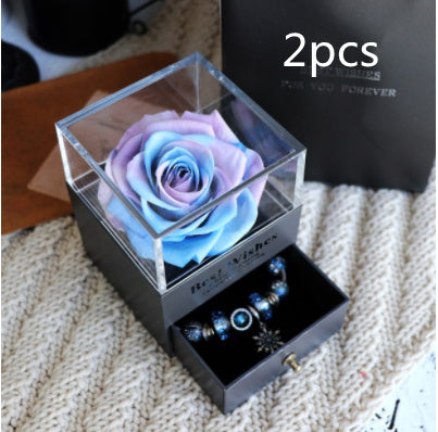 Flag Village Eternal Flower Rose Jewelry Box for Birthday Presents Valentines Day Wedding Gift
