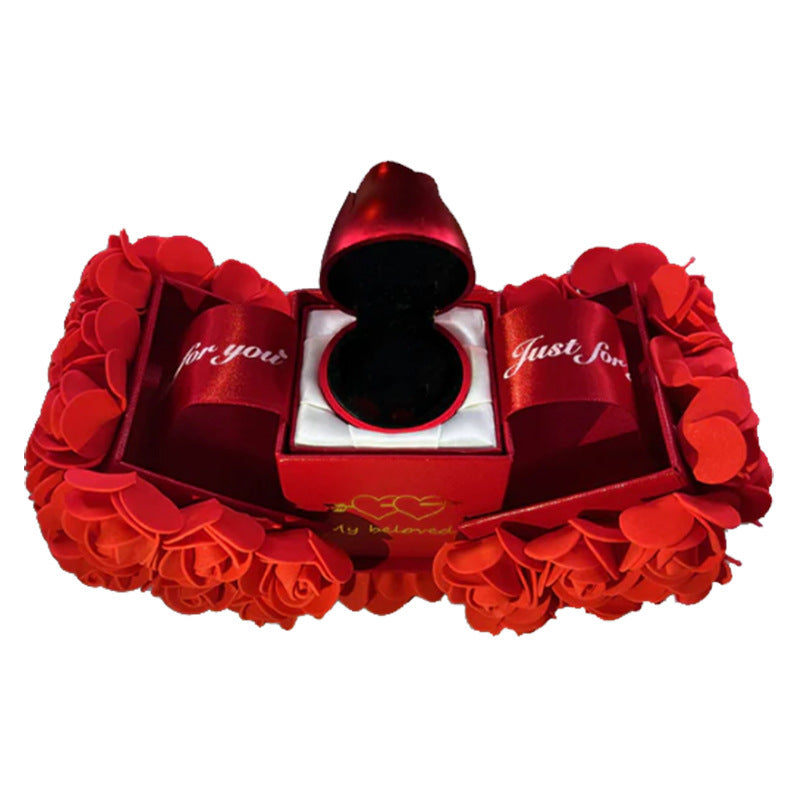 Flag Village Valentines Day Gift Soap Rose Gift Box Crystal Pendant Necklace Eternal Flower Jewelry Box Set Wedding Birthday Gift For Girlfriend