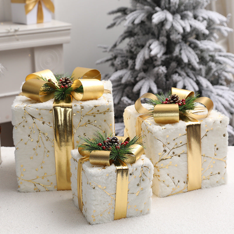Flag Village Christmas Gift Box Fabric Gift Bag Three-piece Pile Head Gift Box