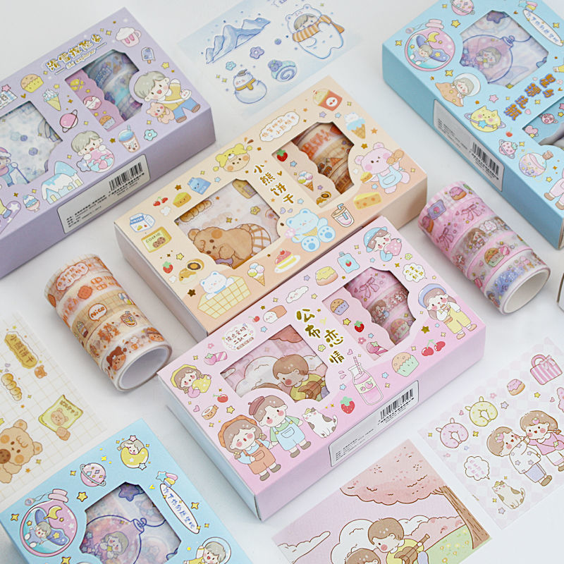 Flag Village Hand Account Sticker Tape Gift Box Set