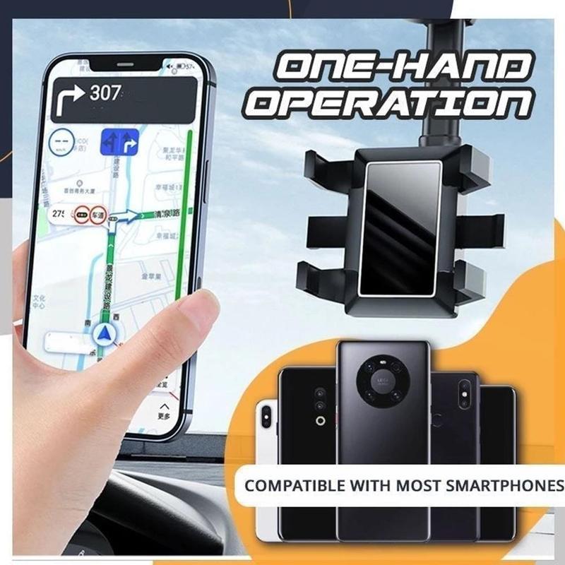 Flag Village Auto Tools Rearview Mirror Phone Holder For Car Rotatable And Retractable Car Phone Holder Multifunctional 360 Rear View Mirror Phone Holder Suitable For All Mobile Phones And All Car