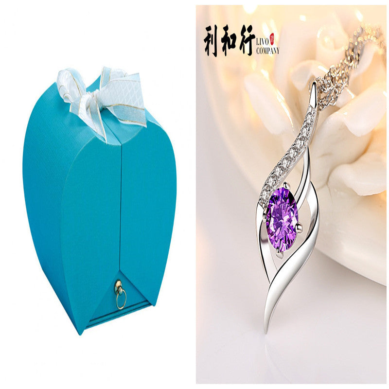 Flag Village Creative Eternal Flower Necklace Ring Double Gift Box