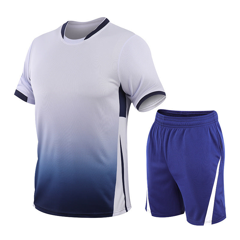 Flag Village Summer Gradient Digital Printing Loose Short-sleeved T-shirt Two-piece Summer Plus Size Shorts Suit Men