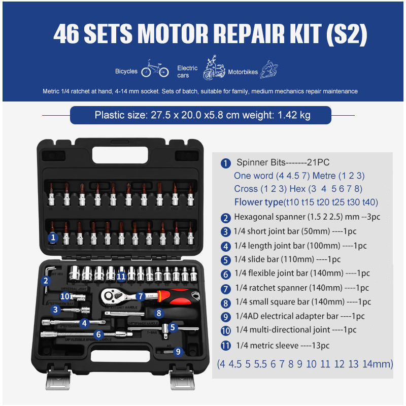 Flag Village Auto Tools Socket Ratchet Wrench Set Repair Tools
