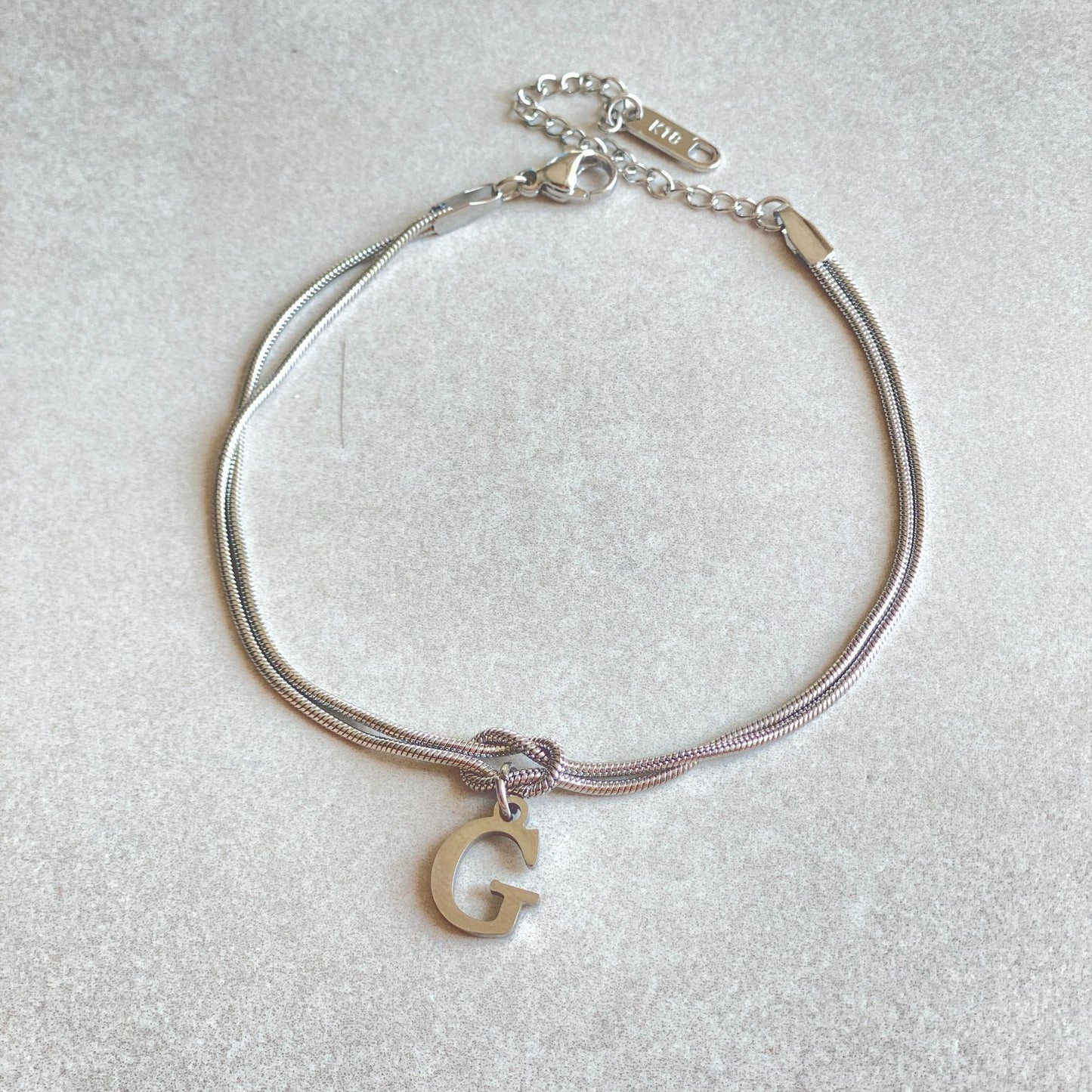 Flag Village New Letter A-Z Love Knot Bracelets For Women Couple Gold Color Dainty Snake Chain Charm Bracelet Stainless Steel Jewelry Gift Valentine's Day Gifts