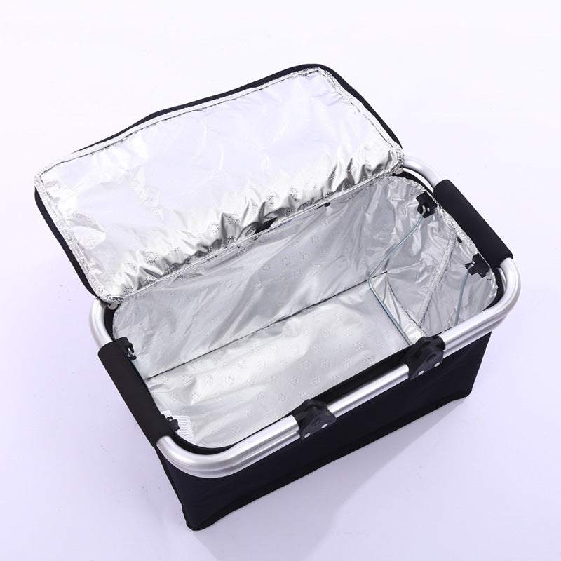 Flag Village 30L Large Folding Picnic Camping Insulated Cooler Hamper Storage Basket Bag