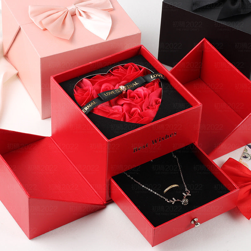 Flag Village Double Life Rose Jewelry Packaging Gift Box